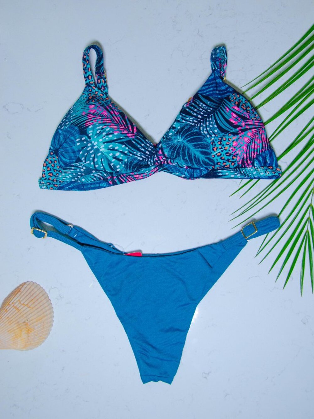 Rio Açu Brazilian Reversible Triangle Bikini Set | Navy Blue | Size L | NWT